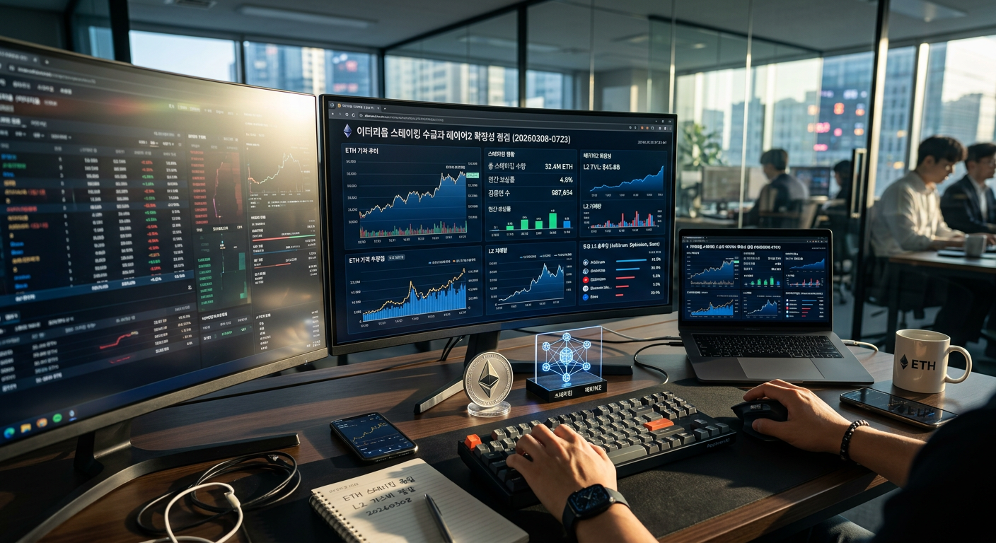 이더리움 스테이킹 수급과 레이어2 확장성 점검 (20260308-0723